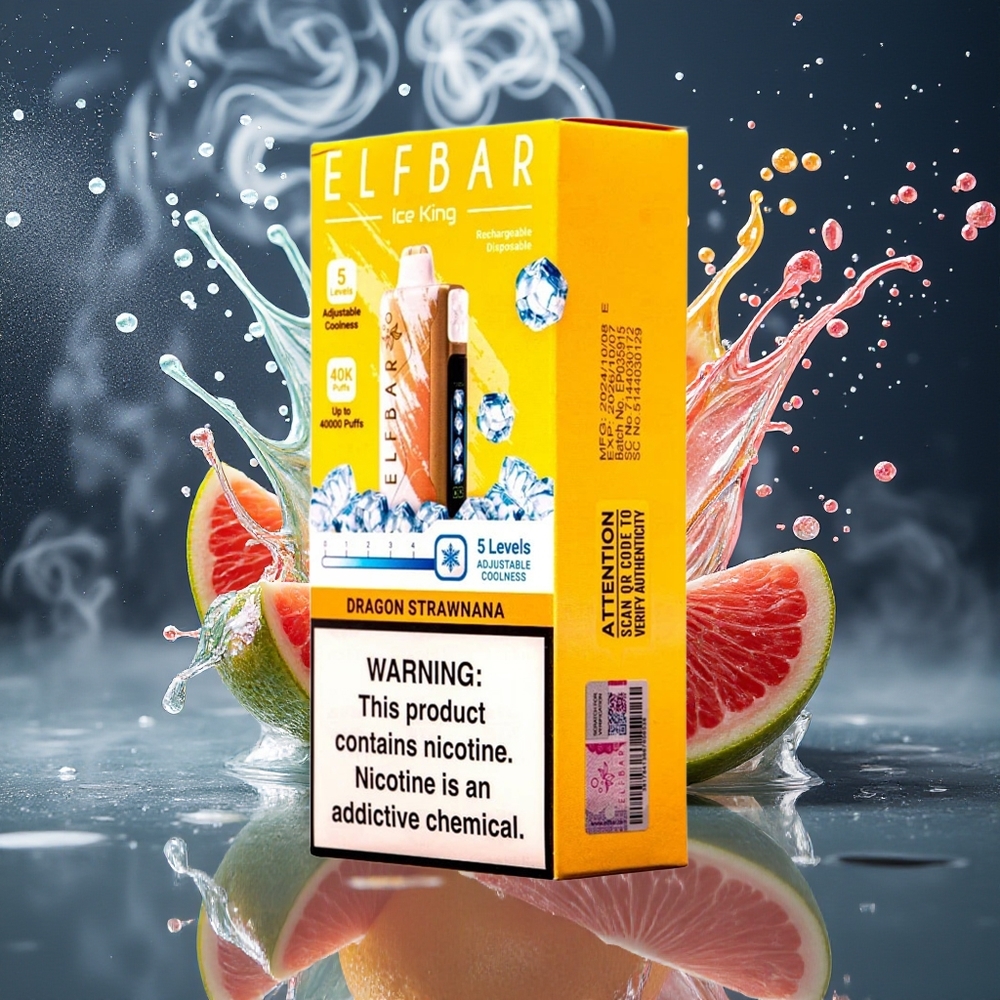 Elf Bar Ice King 40 000 Puffs 20ml 5 Nikotin Laddningsbar 850mAh Batteri Justerbara Kylningsnivåer LCD Display grossister Sverige