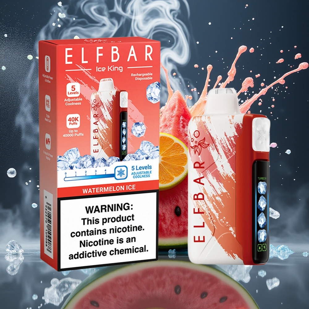 Elf Bar Ice King 40 000 Puffs Disposable Vape med 20ml E-Liquid 5 Nikotin Laddningsbart 850mAh Batteri  Justerbara Kylningsnivåer grossister Sverige