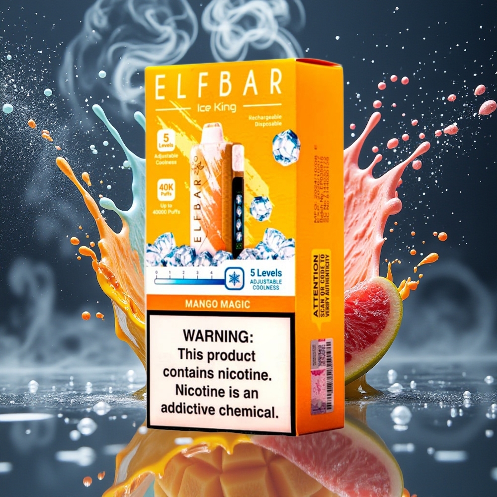 Elf Bar Ice King 40000 Puffs Disposable Vape 20ml 5 Nikotin 850mAh Batteri Justerbara Kylningsnivåer LCD Display grossister Sverige