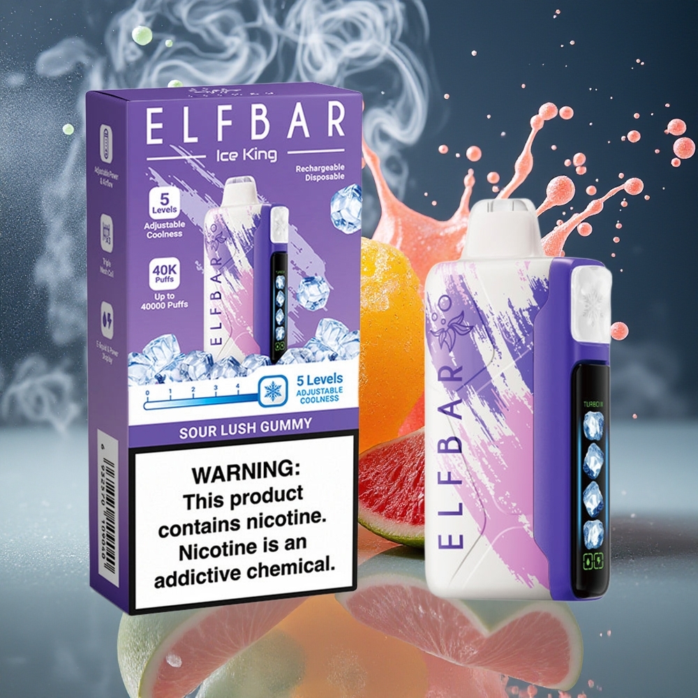 Elf Bar Ice King 40000 Puffs Disposable Vape med 20ml E-Liquid 5 Nikotin 850mAh Batteri  Justerbart Kylning grossister Sverige