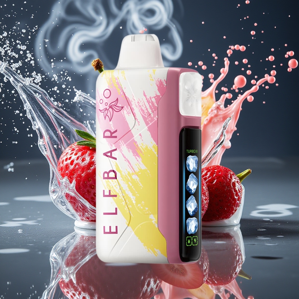 Elf Bar Ice King 40000 Puffs Disposable Vape med 20ml E-Liquid 5 Nikotin Laddningsbar 850mAh Batteri  Justerbara Kylningsnivåer grossister Sverige Körsbär Strazz