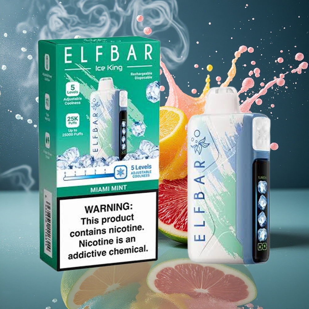 Elf Bar Ice King 40000 Puffs Disposable Vape med 20ml E-Vätska 5 Nikotin Laddningsbar 850mAh Batteri  Justerbara Kylningsnivåer grossister Sverige