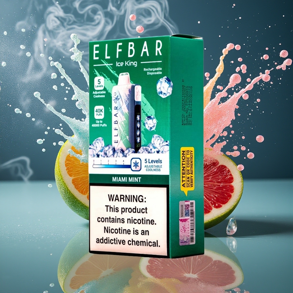Elf Bar Ice King 40000 Puffs Disposable Vape med 20ml E-Vätska 5 Nikotin Laddningsbar 850mAh Batteri  Justerbara Kylningsnivåer grossister Sverige