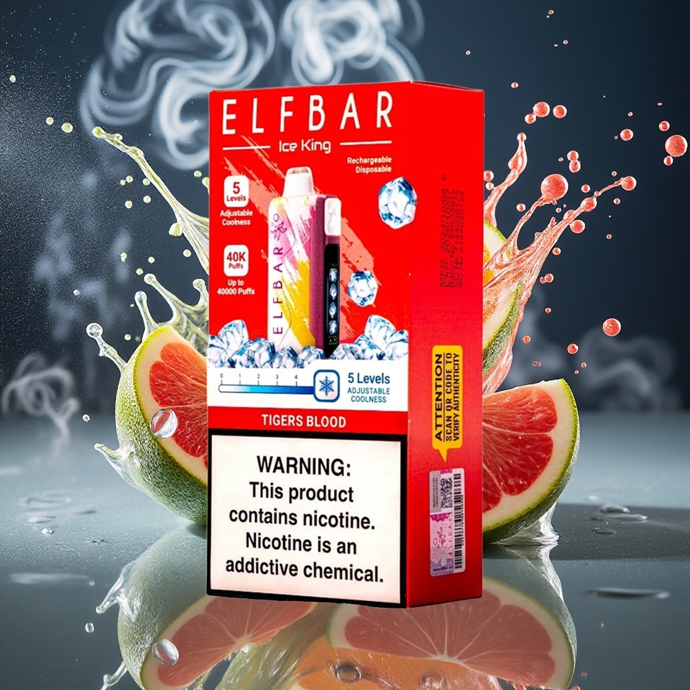 Elf Bar Ice King 40000 Puffs Grossister Sverige – 20ml E-Liquid 5 Nikotin Laddningsbar 850mAh Batteri Justerbara Kylningsnivåer LCD-display