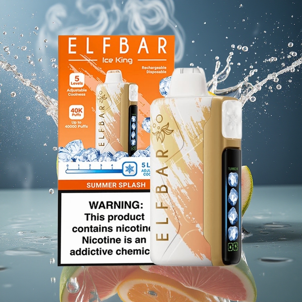 Elf Bar Ice King 40000 Puffs Grossister Sverige – 20ml E-Liquid 5 Nikotin Laddningsbar 850mAh Justerbara Kylningsnivåer LCD-display