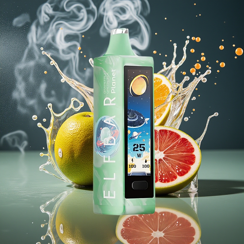 Elf Bar Planet 25000 Puffs Disposable Vape 5 Nikotin 18ml E-vätska 800mAh Batteri Mesh Coil grossister Sverige Grapefrukt Grönt Te