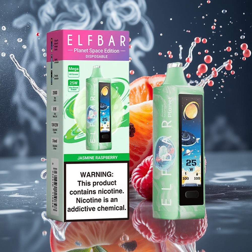 Elf Bar Planet 25000 Puffs Disposable Vape 5 Nikotin 18ml E-vätska 800mAh Batteri Mesh Coil grossister Sverige Jasmin Hallon