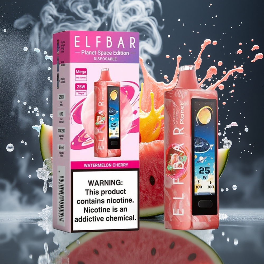 Elf Bar Planet 25000 Puffs Disposable Vape 5 Nikotin 18ml E-vätska 800mAh Batteri Mesh Coil grossister Sverige Vattenmelon Körsbär