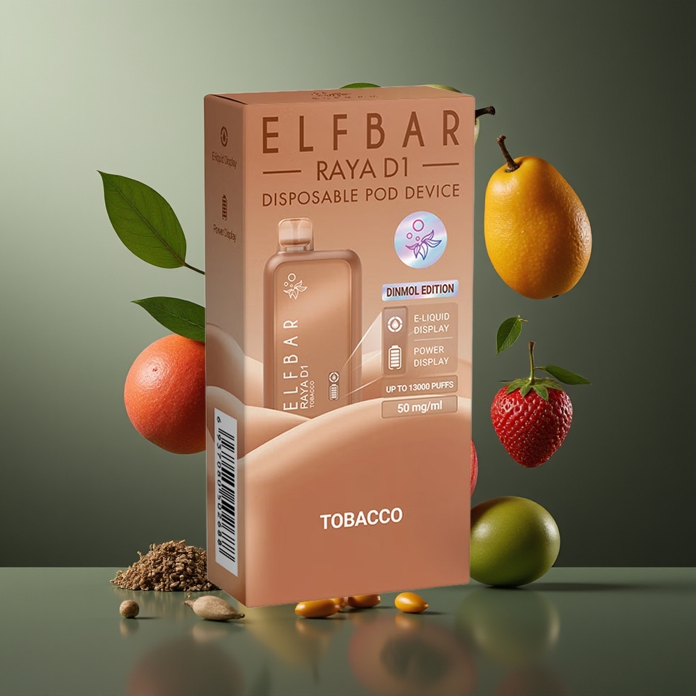 Elf Bar Raya D1 13000 Puffs vape för engångsbruk 18ml 650mAh Type-C grossister Sverige Tobak