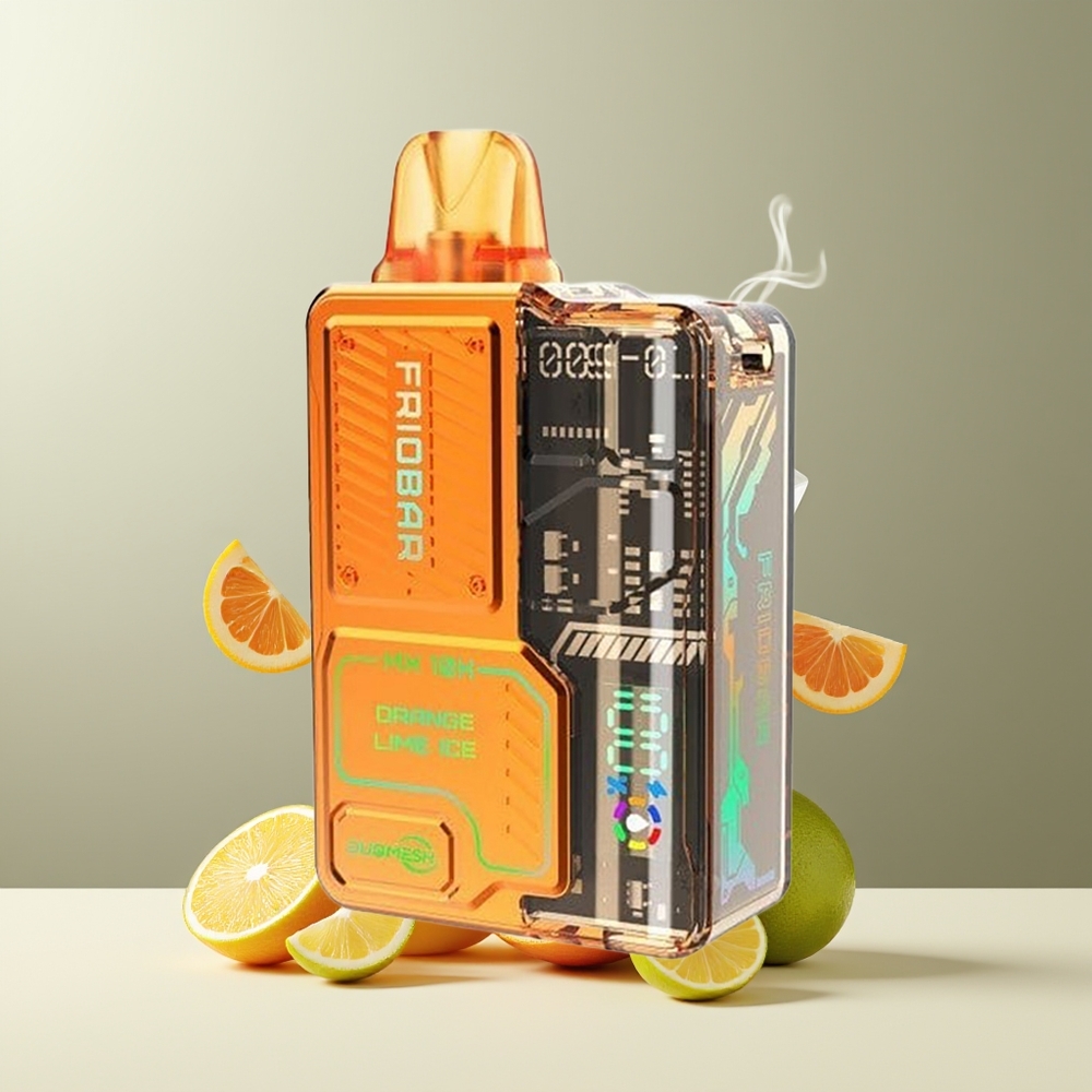 FRIOBAR MX 10K Engangs Vape 10mL 10000 puff 50mg/mL grossister Sverige Appelsin Limeis