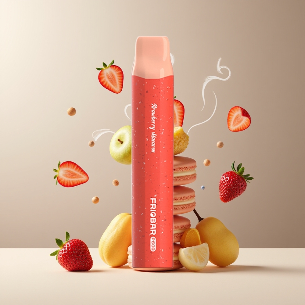 FRIOBAR P600 Grossister Sverige – 2mL Pod 600 puffar 20mg/mL nikotin 500mAh batteri Jordbær Macaron