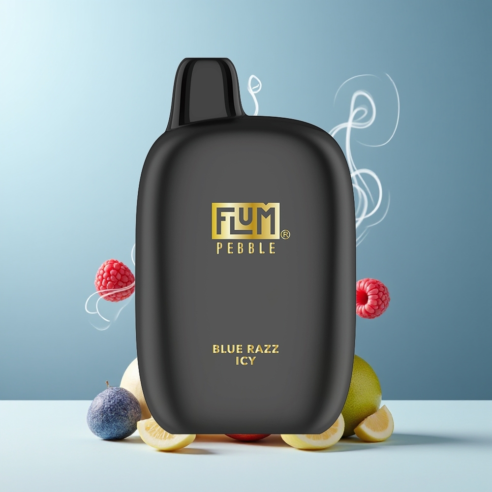 Flum Pebble 6000 10ml 5 500mAh Mesh Coil Type-C grossister Sverige Blå Razz Icy
