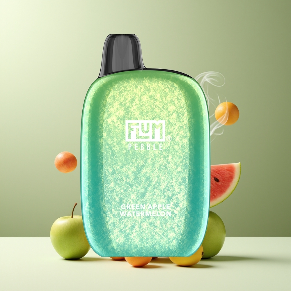Flum Pebble 6000 10ml 5 Mesh Coil 500mAh Type-C grossister Sverige Grønt Æble Vandmelon