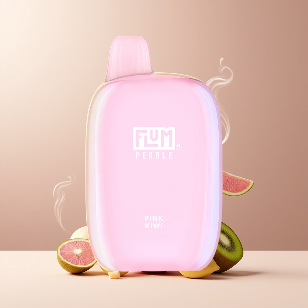 Flum Pebble 6000 Grossister Sverige – 10ml E-vätska 5 Nikotin 500mAh Batteri Mesh Coil Type-C Laddning Pink Kiwi
