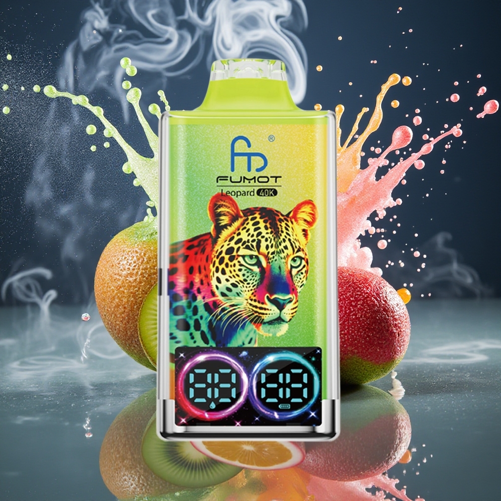 Fumot Leopard 40K Puffs Disposable Vape Grossister Sverige – 700mAh Battery Dual Mesh 40000 Puffs Type-C Laddning Digital Tube Oljekraftsdisplay Kiwi Passionsfrukt Guava