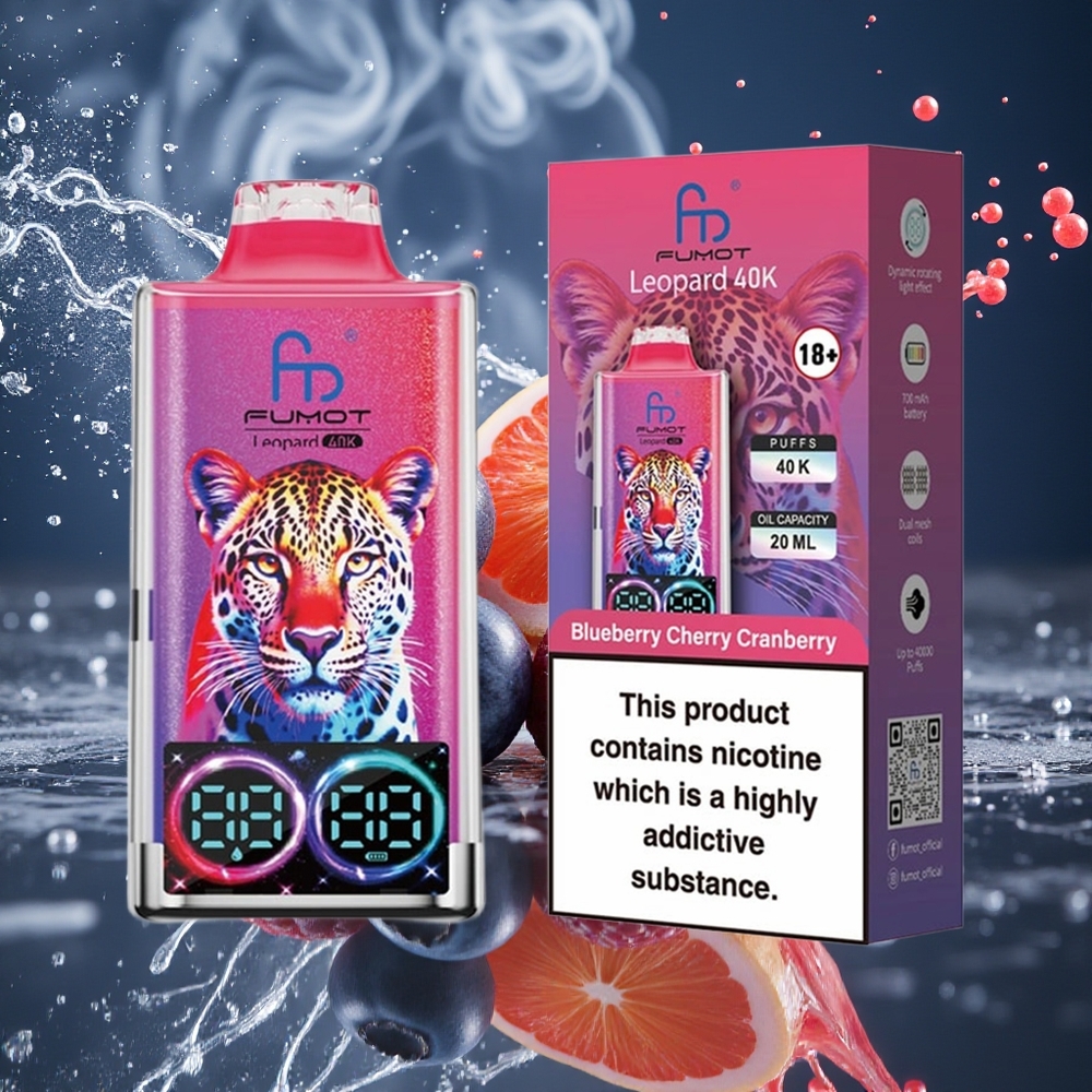 Fumot Leopard 40K Puffs Disposable Vape Grossister Sverige – 700mAh Battery Dual Mesh Type-C Charging Digital Tube Oil Power Display