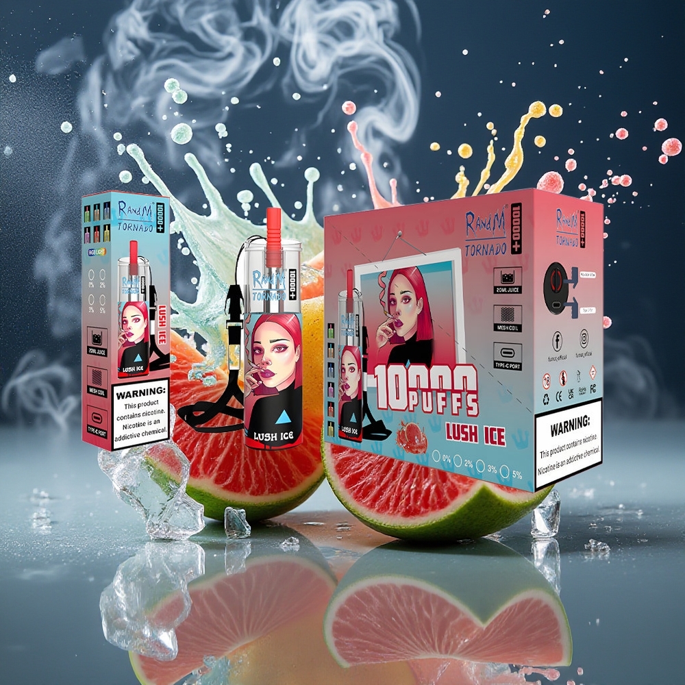 Fumot Original RandM Tornado 10000 Plus Disposable Vape Grossister Sverige – 10000 Puffs 20 ml 850 mAh Mesh Coil Type-C RGB Ljus