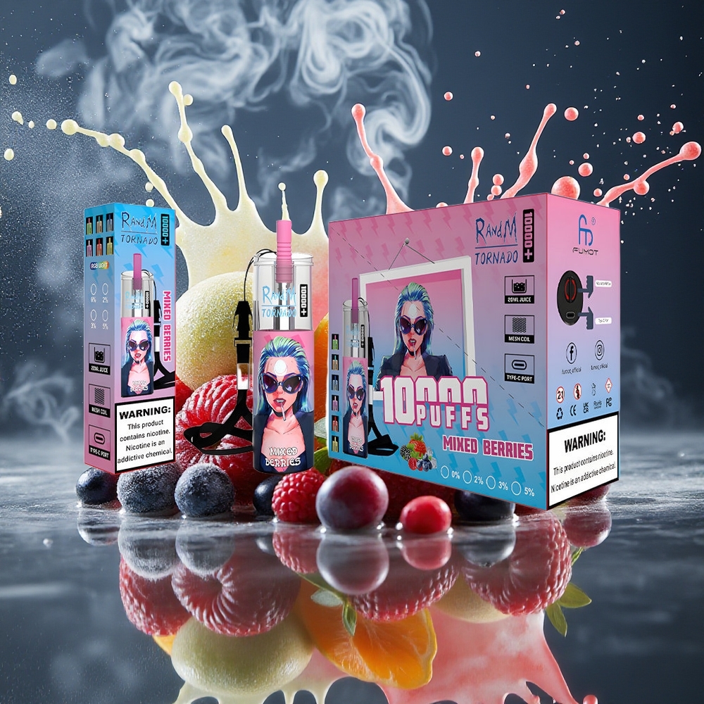 Fumot Original RandM Tornado 10000 Plus Disposable Vape med 10000 Puffs 20 ml Tank 850 mAh Batteri  RGB Lights grossister Sverige