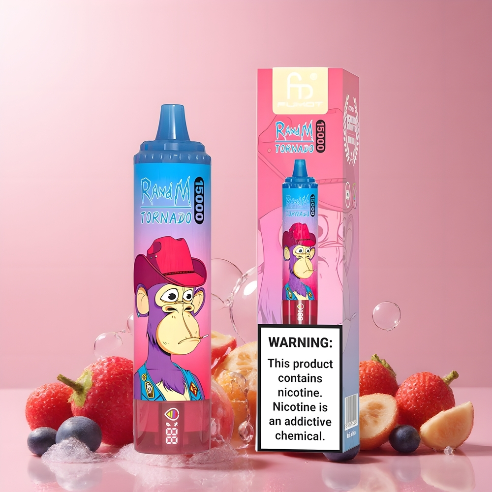 Fumot RandM Tornado 15000 Puffs 25ml 850mAh Mesh Coil Type-C LCD grossister Sverige Blandade bär