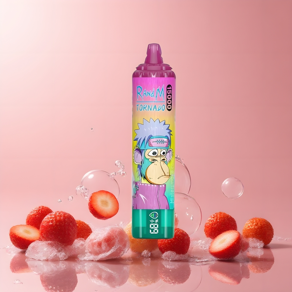 Fumot RandM Tornado 15000 Puffs 25ml 850mAh Mesh Coil Type-C LCD grossister Sverige Iskall jordgubbe