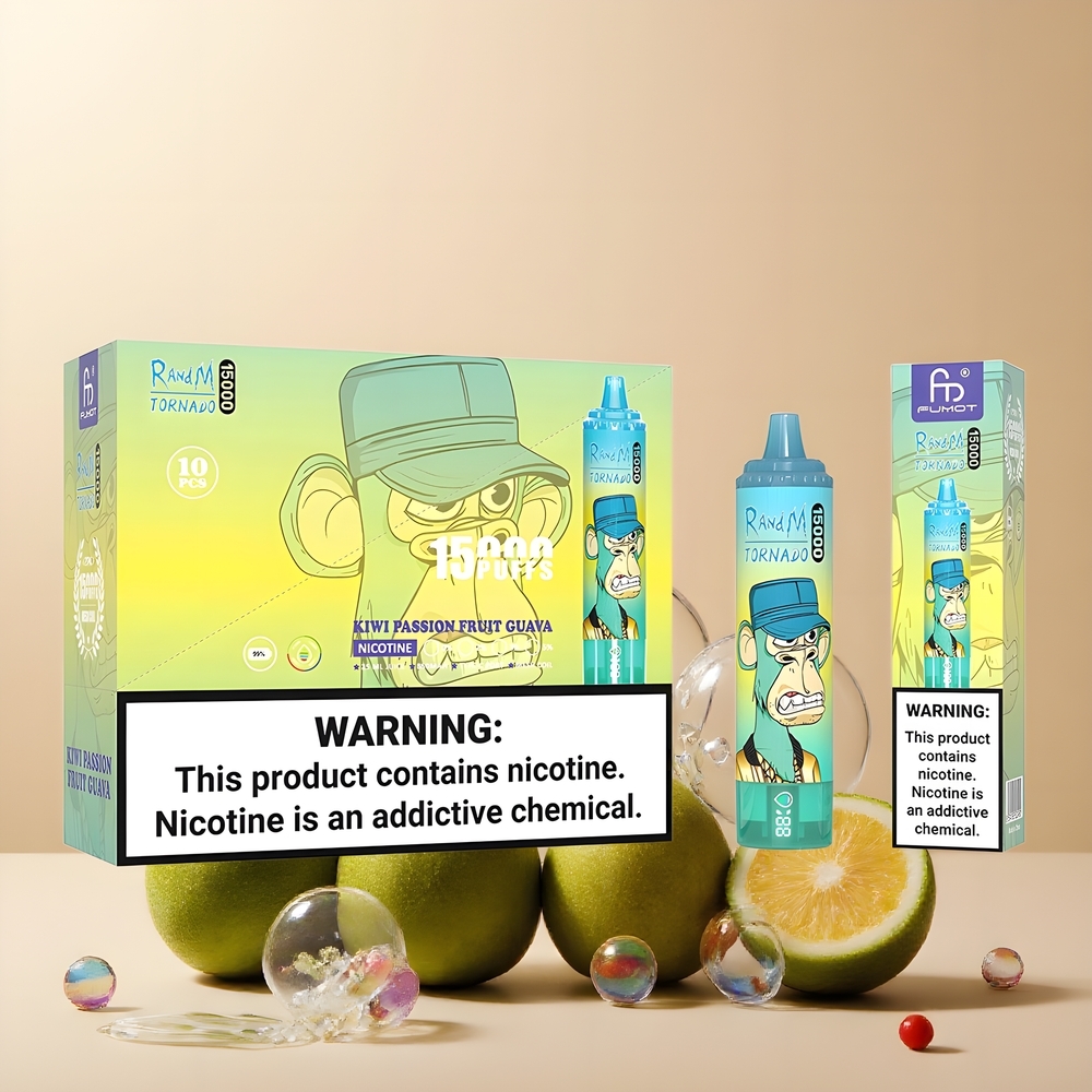Fumot RandM Tornado 15000 Puffs 25ml 850mAh Mesh Coil USB-C LCD grossister Sverige