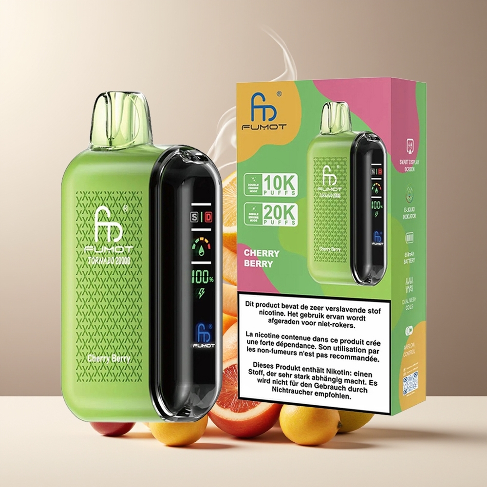 Fumot Tornado 20000 Puffs Dual Mesh Coil 20ml 850mAh Smart Display grossister Sverige