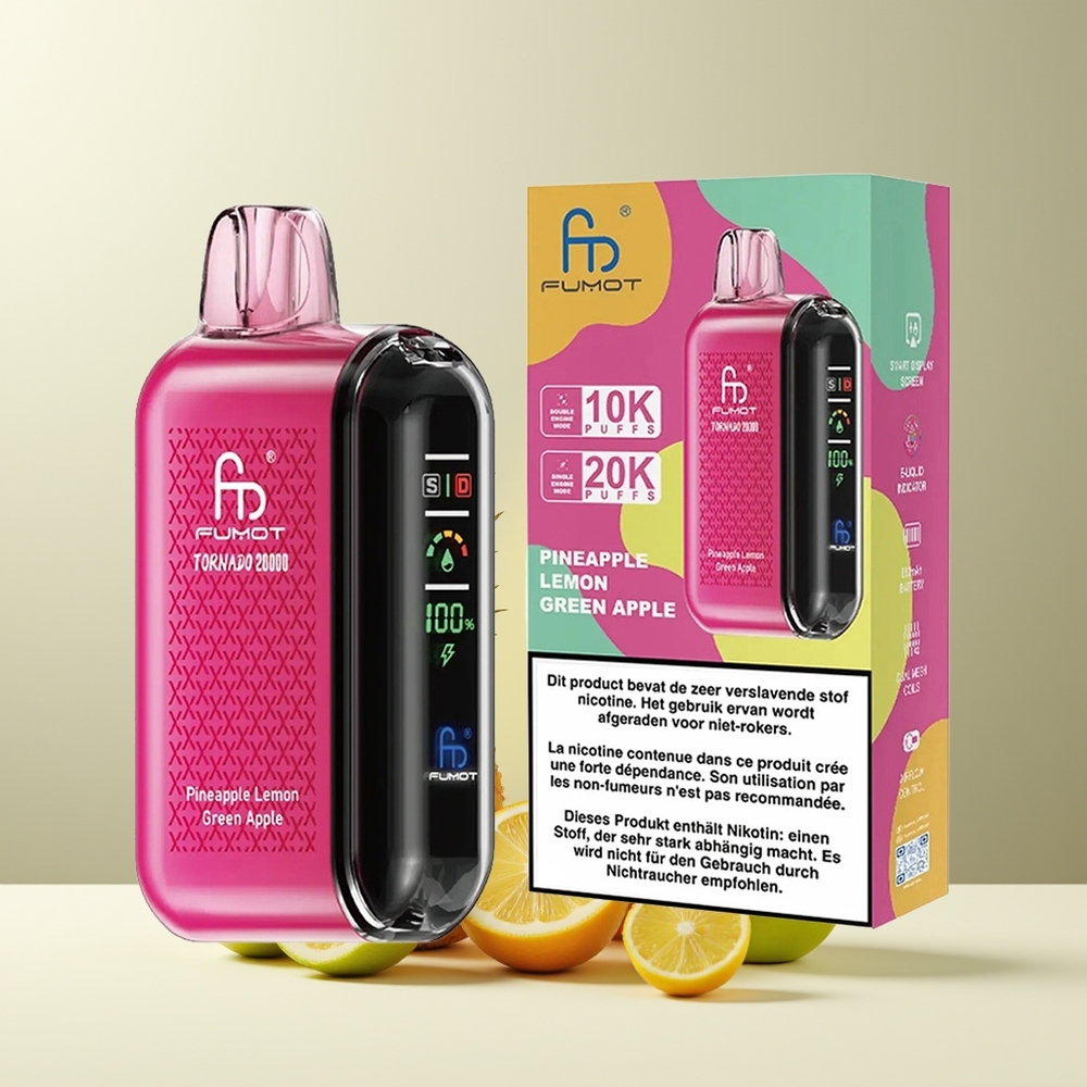 Fumot Tornado 20000 Puffs Dual Mesh Coil 20ml 850mAh Smart Display grossister Sverige