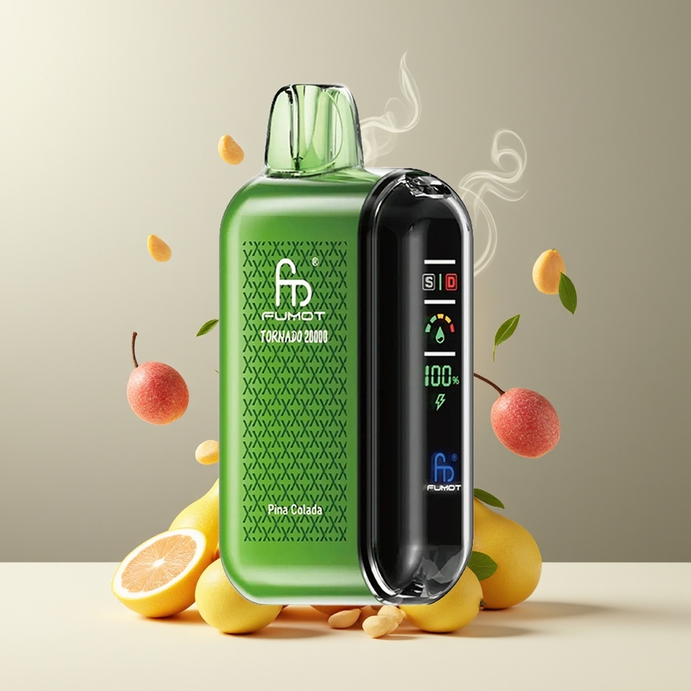 Fumot Tornado 20000 Puffs Grossister Sverige med Dual Mesh Coil 20ml E-liquid och 850mAh Batteri Pina Colada