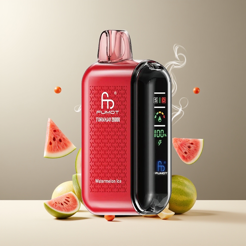 Fumot Tornado 20000 Puffs Grossister Sverige med Dual Mesh Coil 20ml E-liquid och 850mAh Batteri Vandmelonis