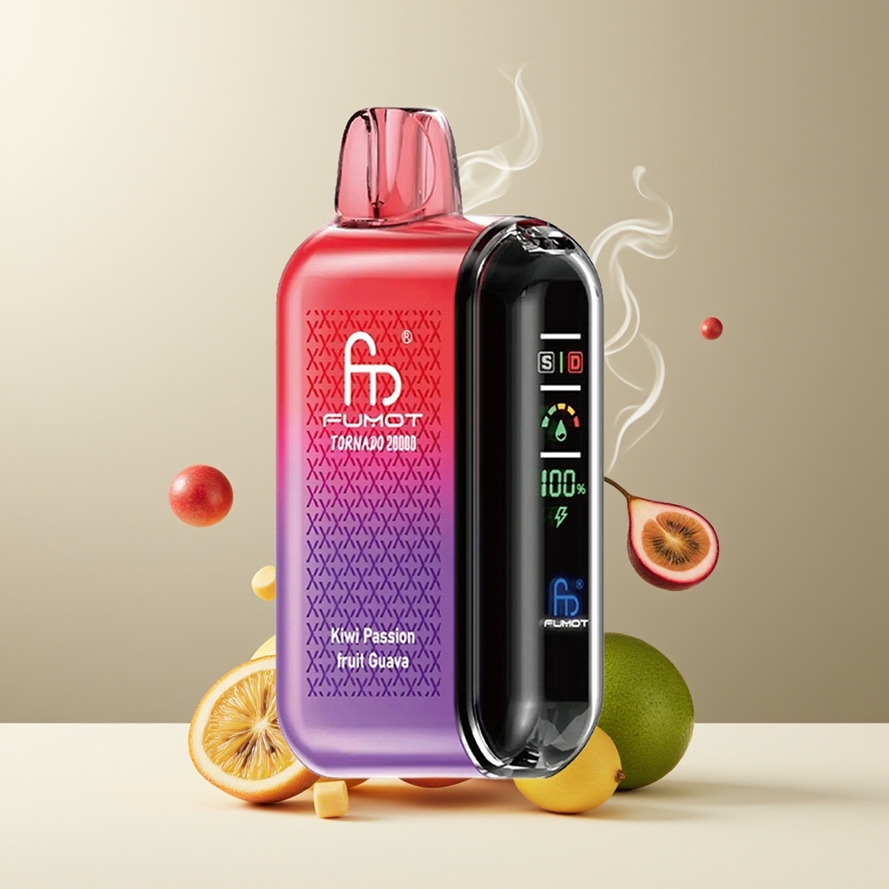 Fumot Tornado 20000 Puffs Grossister Sverige – Dual Mesh Coil 20ml E-liquid 850mAh Batteri Smart Display