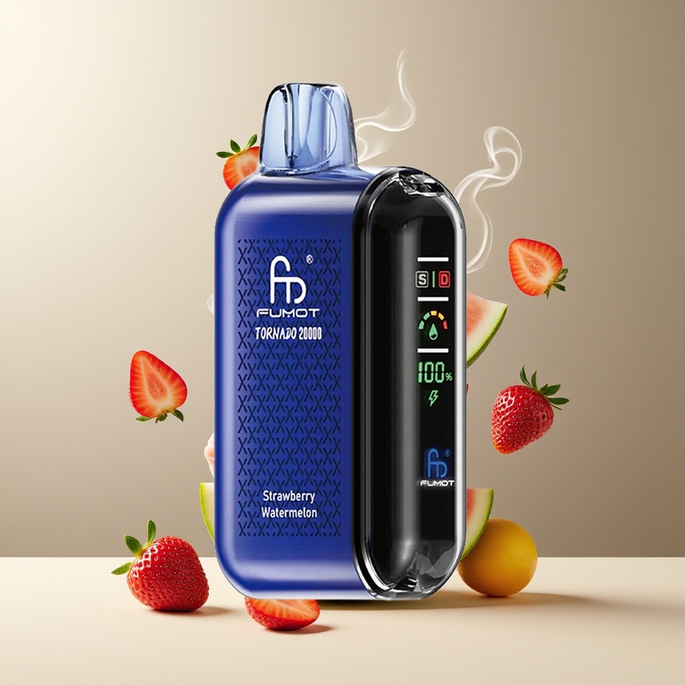Fumot Tornado 20000 Puffs grossister Sverige med Dual Mesh Coil 20ml E-liquid och 850mAh Battery Jordbær og vandmelon