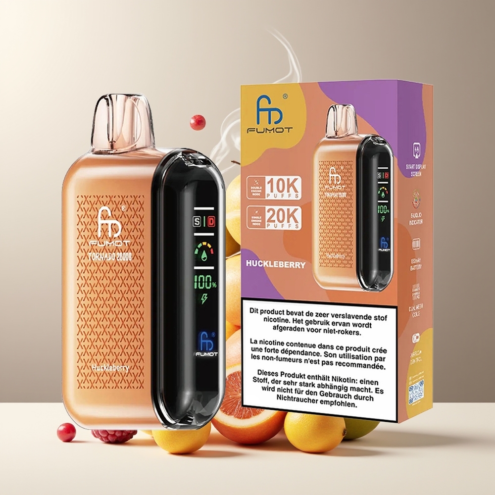 Fumot Tornado 20000 Puffs grossister Sverige med Dual Mesh Coil 20ml E-liquid och Smart Display