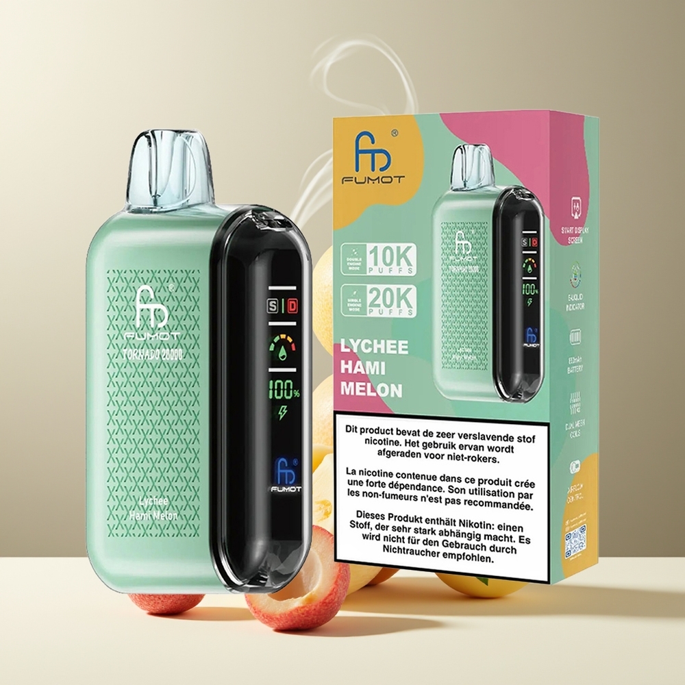 Fumot Tornado 20000 Puffs med Dual Mesh Coil 20ml E-liquid  Smart Display - Grossister Sverige