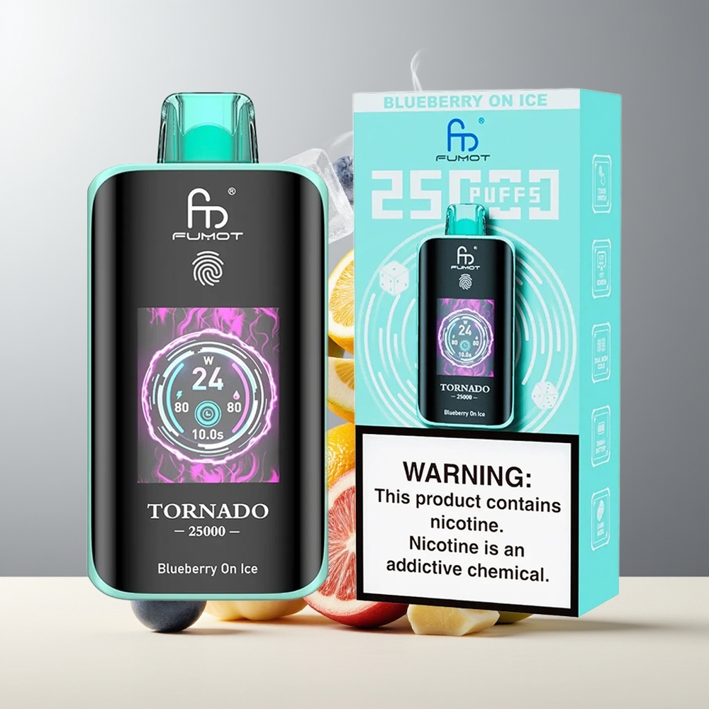 Fumot Tornado 25000 Puffs grossister Sverige med HD-skärm 700mAh batteri  20ml e-vätska Blåbær På Is