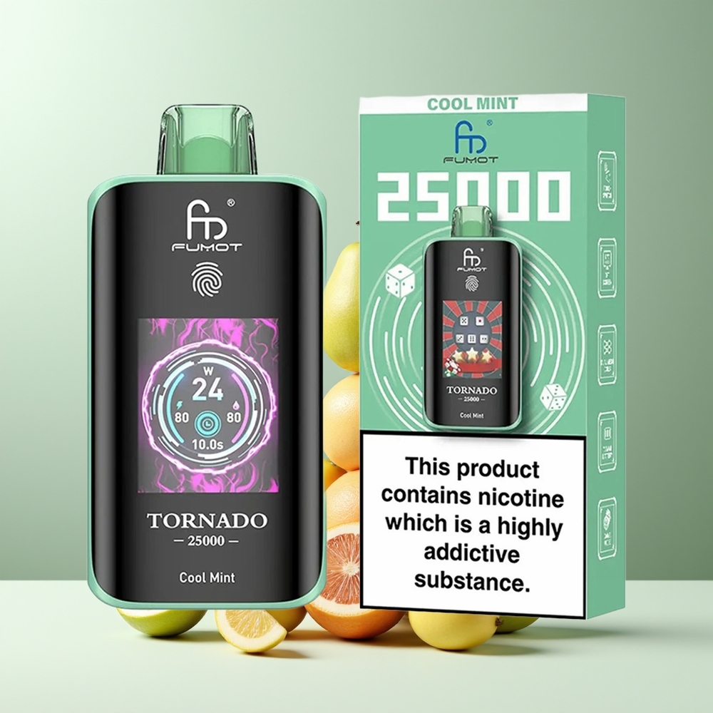 Fumot Tornado 25000 Puffs grossister Sverige med HD-skärm 700mAh batteri  20ml e-vätska Cool Mint