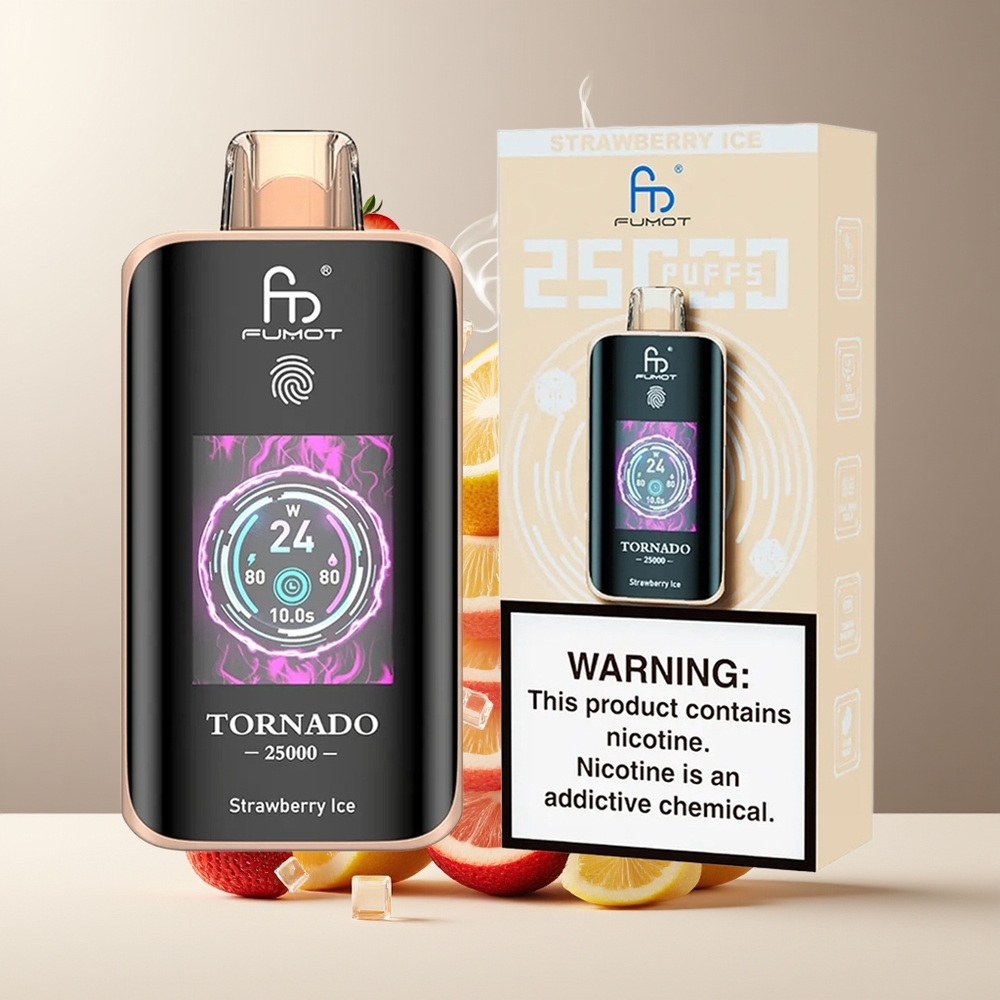 Fumot Tornado 25000 Puffs grossister Sverige med HD-skärm 700mAh batteri  20ml e-vätska Jordbær Is