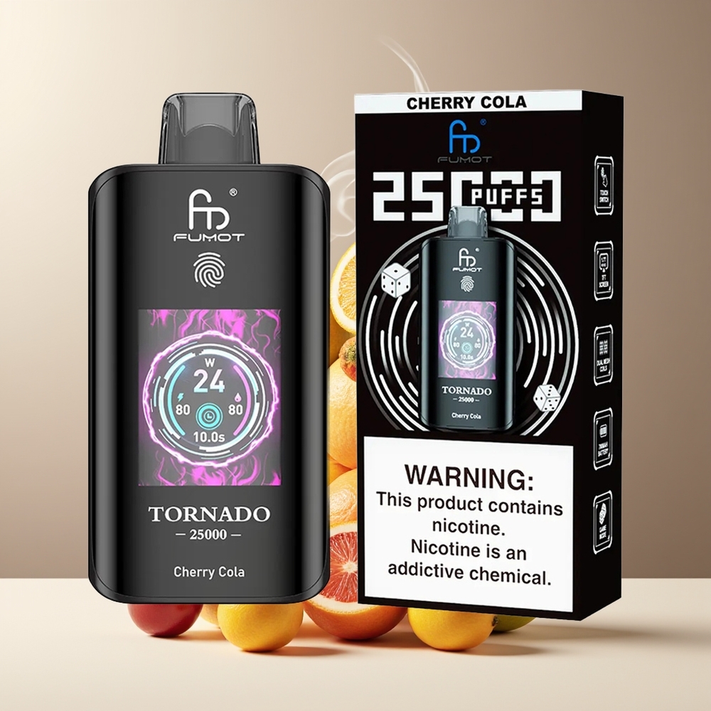 Fumot Tornado 25000 Puffs grossister Sverige med HD-skärm 700mAh batteri  20ml e-vätska Kirsebær Cola