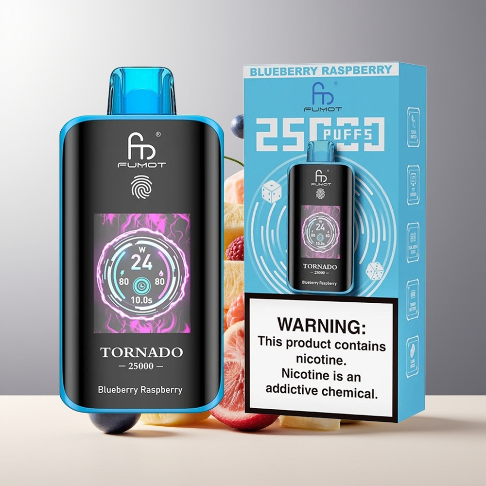 Fumot Tornado 25000 Puffs grossister Sverige med HD-skärm 700mAh-laddningsbart batteri 20ml förfylld e-vätska