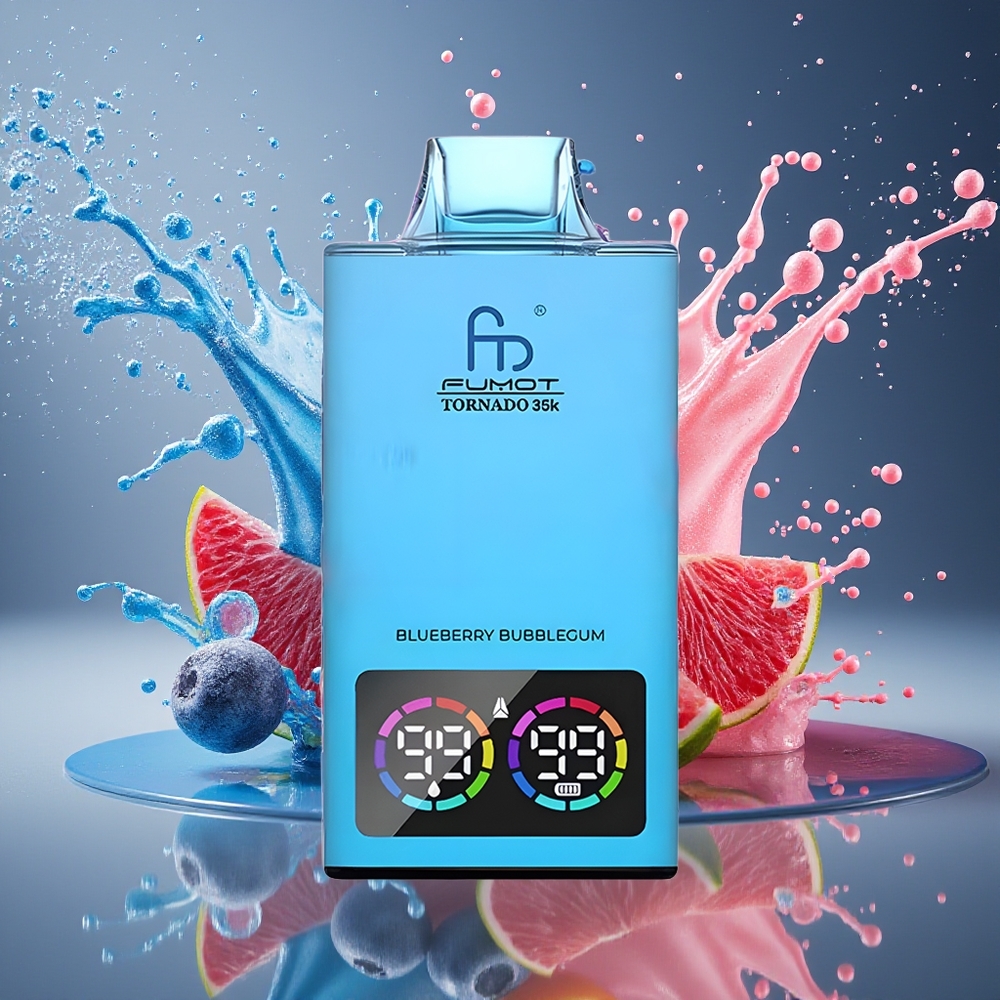 Fumot Tornado 35K Disposable Vape Grossister Sverige – Dual Mesh Coil 15ml E-juice 700 MAH Battery 35000 Puffs Blåbärsbubble Gum