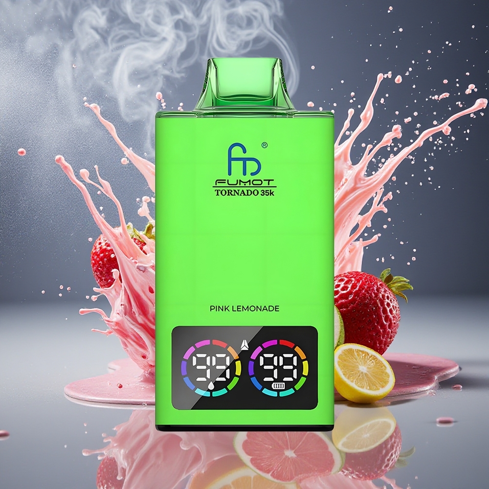 Fumot Tornado 35K Disposable Vape med Dual Mesh Coil 15ml E-juice  35000 Puffar - Grossister Sverige Rosa Lemonad