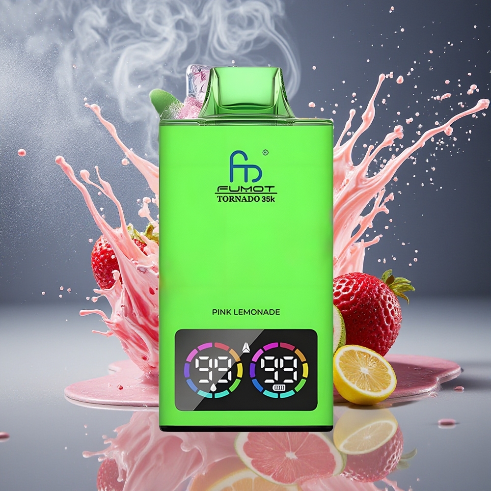 Fumot Tornado 35K Disposable Vape med Dual Mesh Coil 15ml E-juice  35000 Puffar - Grossister Sverige Rosa Lemonad
