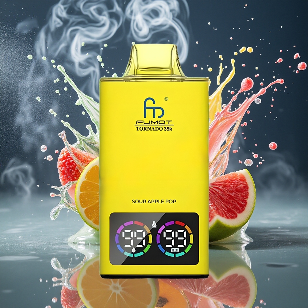 Fumot Tornado 35K Disposable Vape med Dual Mesh Coil 15ml E-juice  35000 Puffar - Grossister Sverige Sur Äppelpop