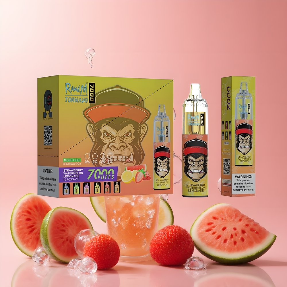 Fumot Tornado 7000 Disposable Vape Grossister Sverige – 7000 Puffar 14 ML E-vätska 850 MAH Batteri Mesh Coil Type-C Port RGB-belysning Luftjusterbar