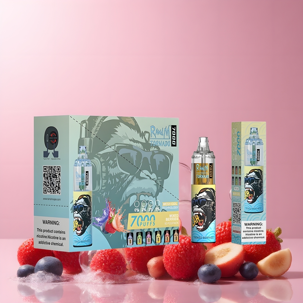 Fumot Tornado 7000 Grossister Sverige – 14 ML E-liquid 850 MAH Battery Mesh Coil Type-C Port RGB Light