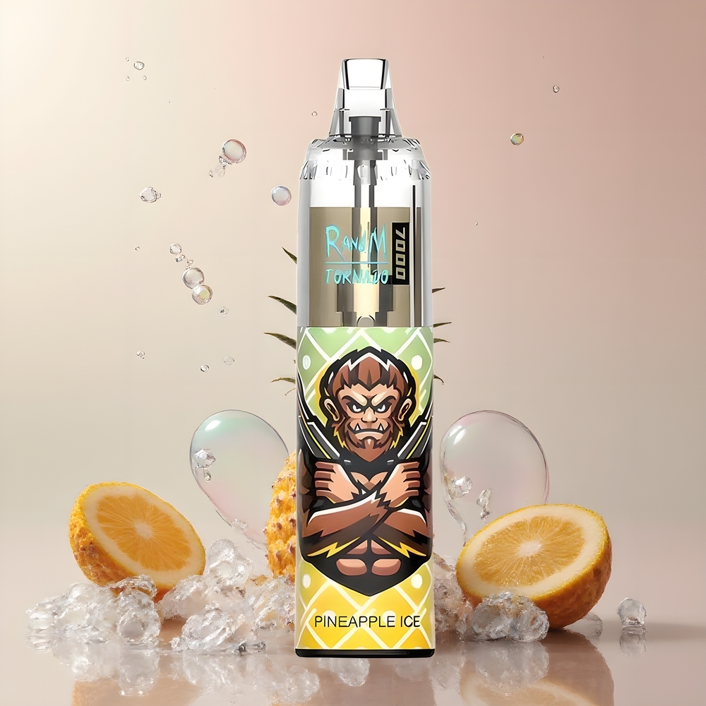 Fumot Tornado 7000 Grossister Sverige – 14 ML E-liquid 850 MAH Battery Mesh Coil Type-C Port RGB Light Air-Adjustable Ananas Is
