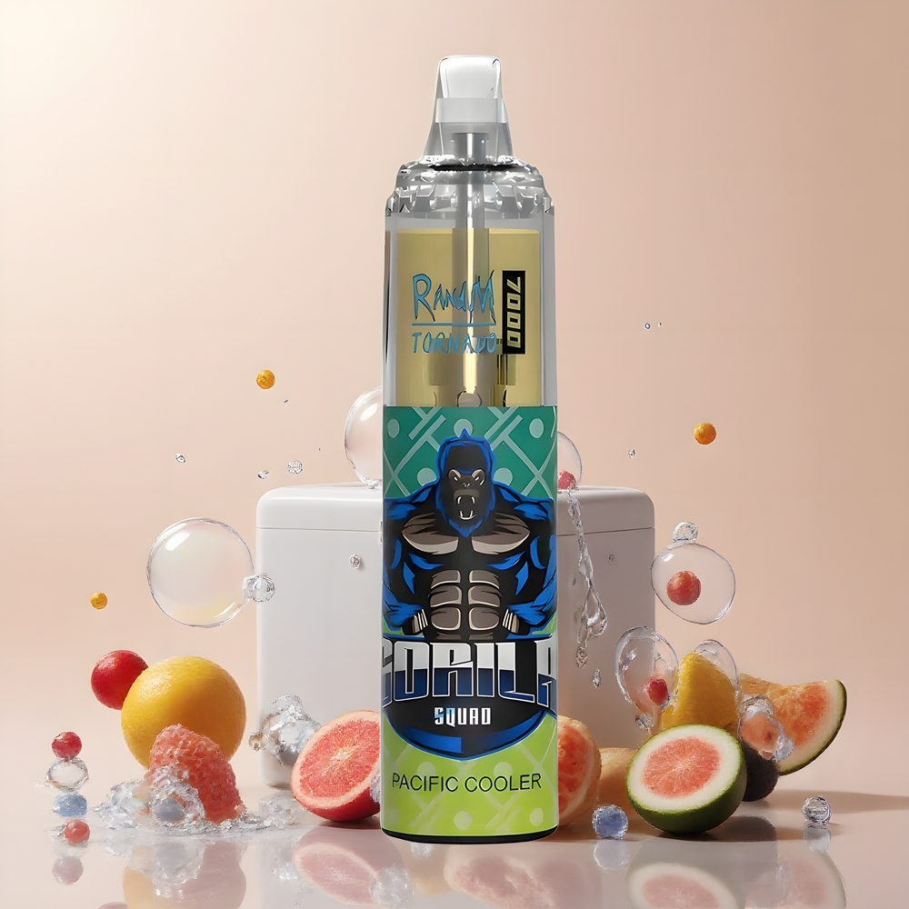 Fumot Tornado 7000 Grossister Sverige – 7000 Puffar 14 ML E-vätska 850 MAH Batteri Mesh Coil Type-C RGB Ljus Luftjusterbar