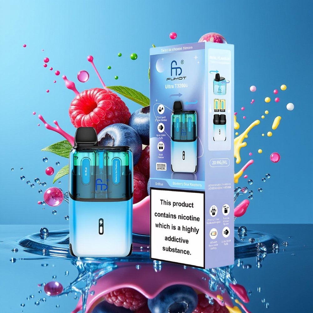 Fumot Ultra T32000 Engångsvape 32000 puff 800mAh 24ml grossister Sverige Dr Blue och blåbärssur hallon