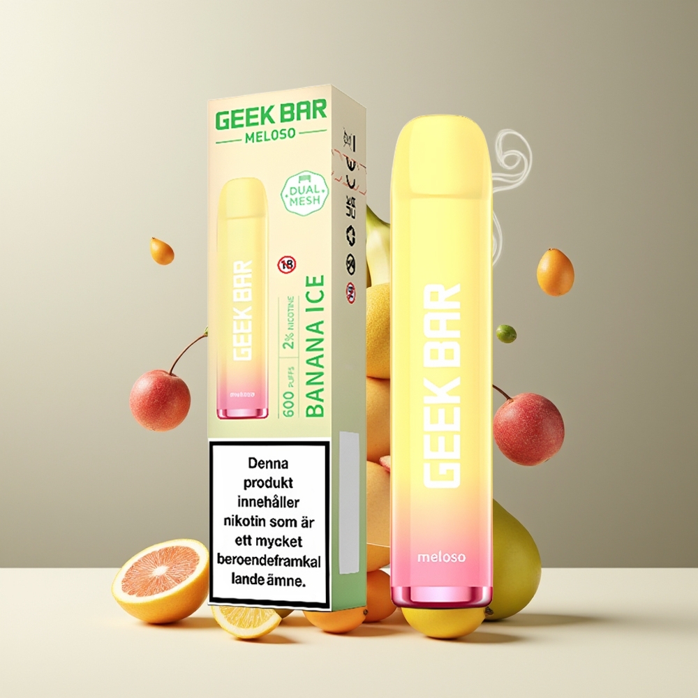 GEEK BAR Meloso 600 Puffs Engangs Vape 2ml 550mAh 20mg grossister Sverige Bananis