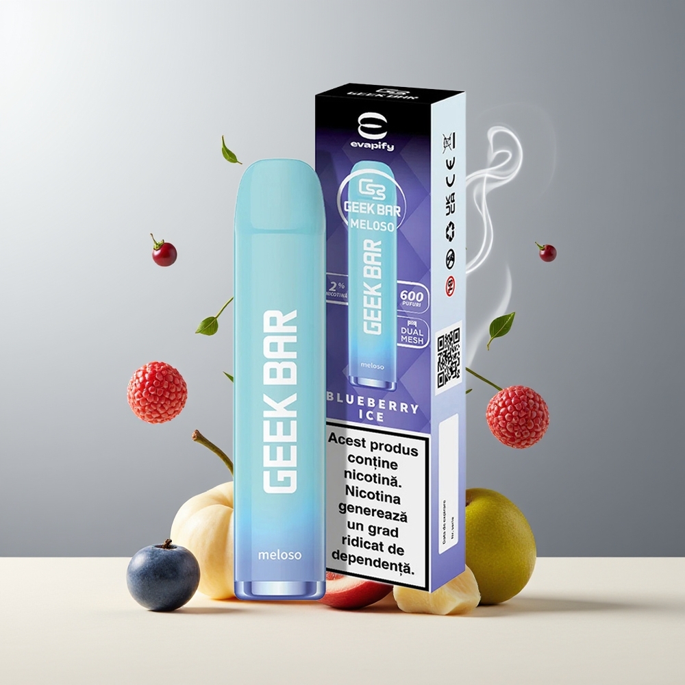GEEK BAR Meloso 600 Puffs Grossister Sverige – 2ml 550mAh 20mg Nikotin Blåbæris