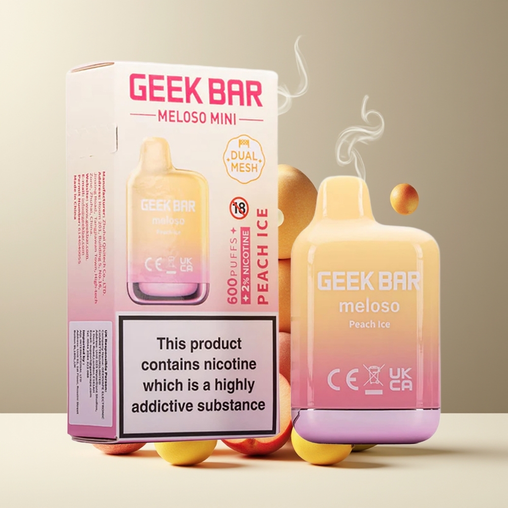 GEEK BAR Meloso Mini 600 Puffs Engangs Vape 550mAh 2ml 50VG/50PG Dual Mesh 20mg Salt Nikotin Auto Draw grossister Sverige
